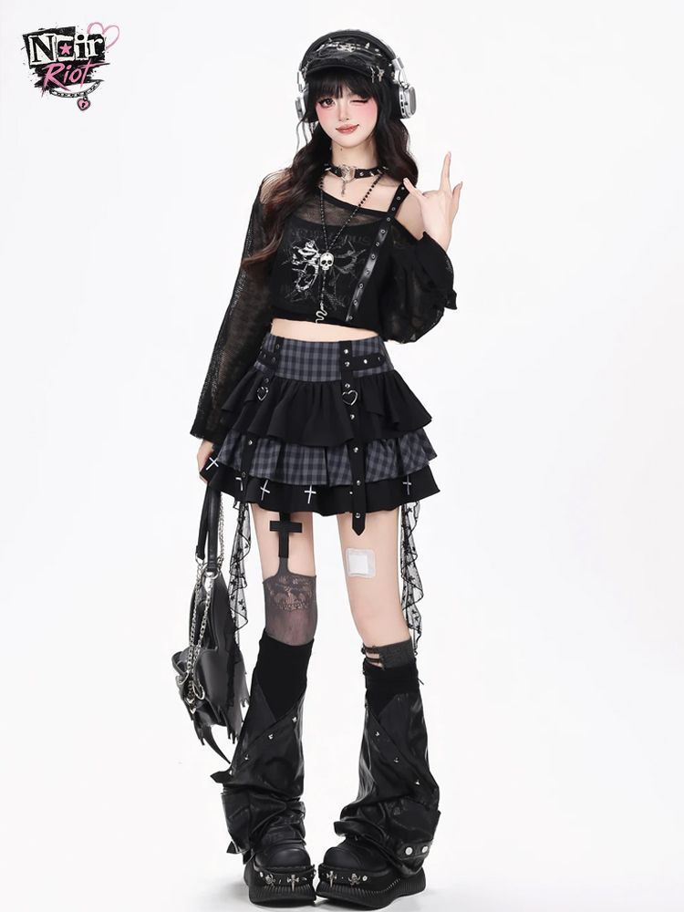 Elastic Lace Trim - Y2K Punk Gotik Kawaii 3 Parça