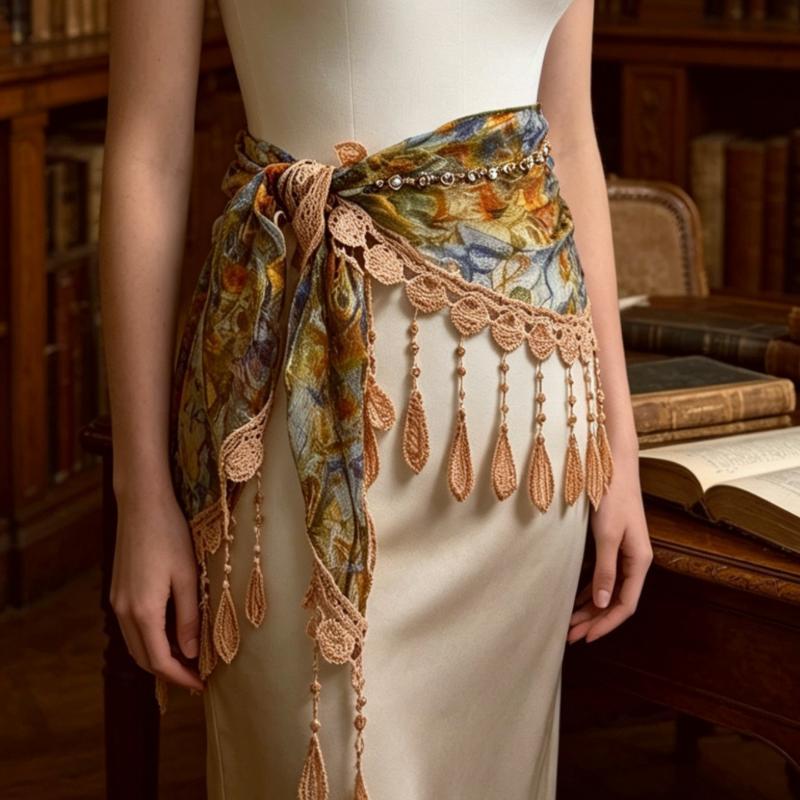 Tassel Fringe Trim - Bohem Püsküllü Üçgen Eşarp Moda Dantel