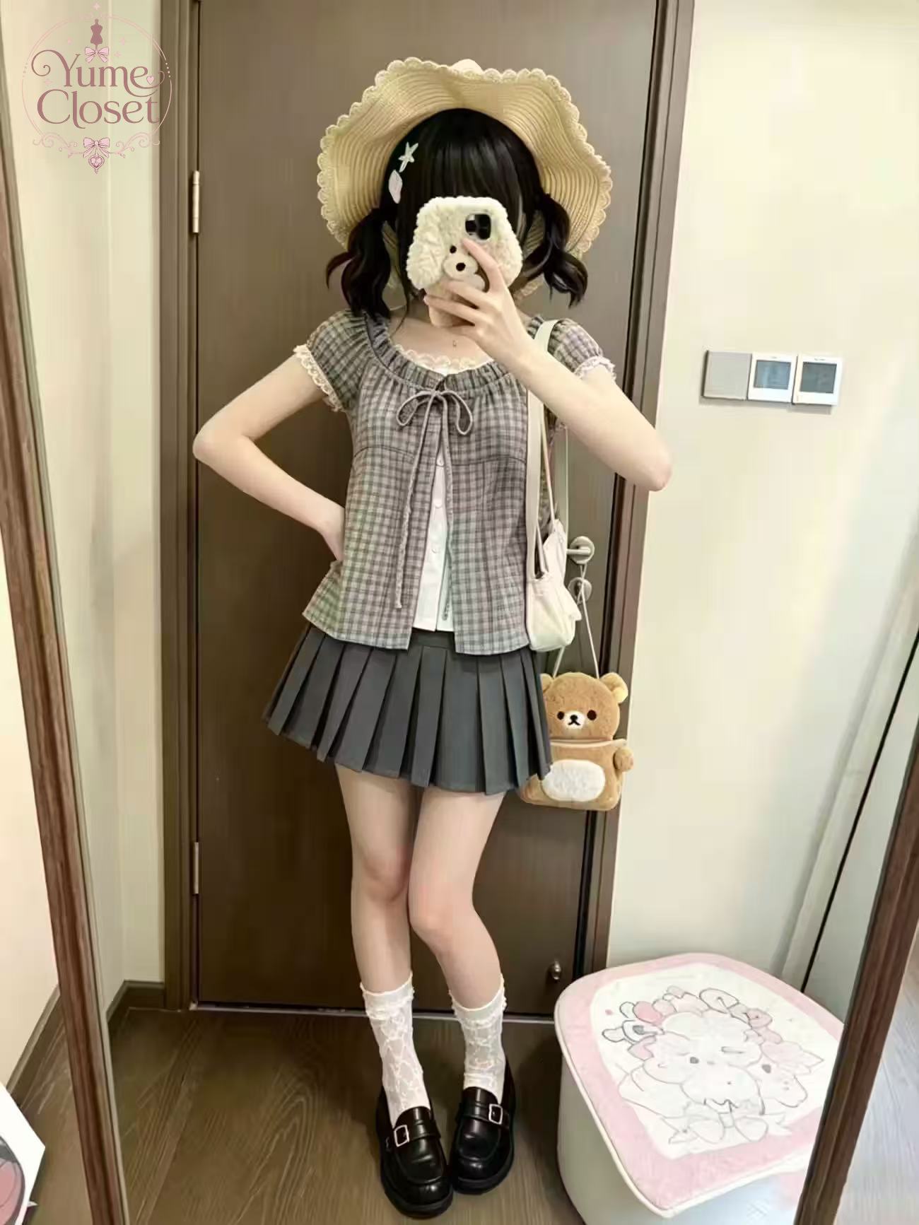 Japon Vintage Ekose 2 Parça Ta - Elastic Lace Trim incelemesi ve fiyatı